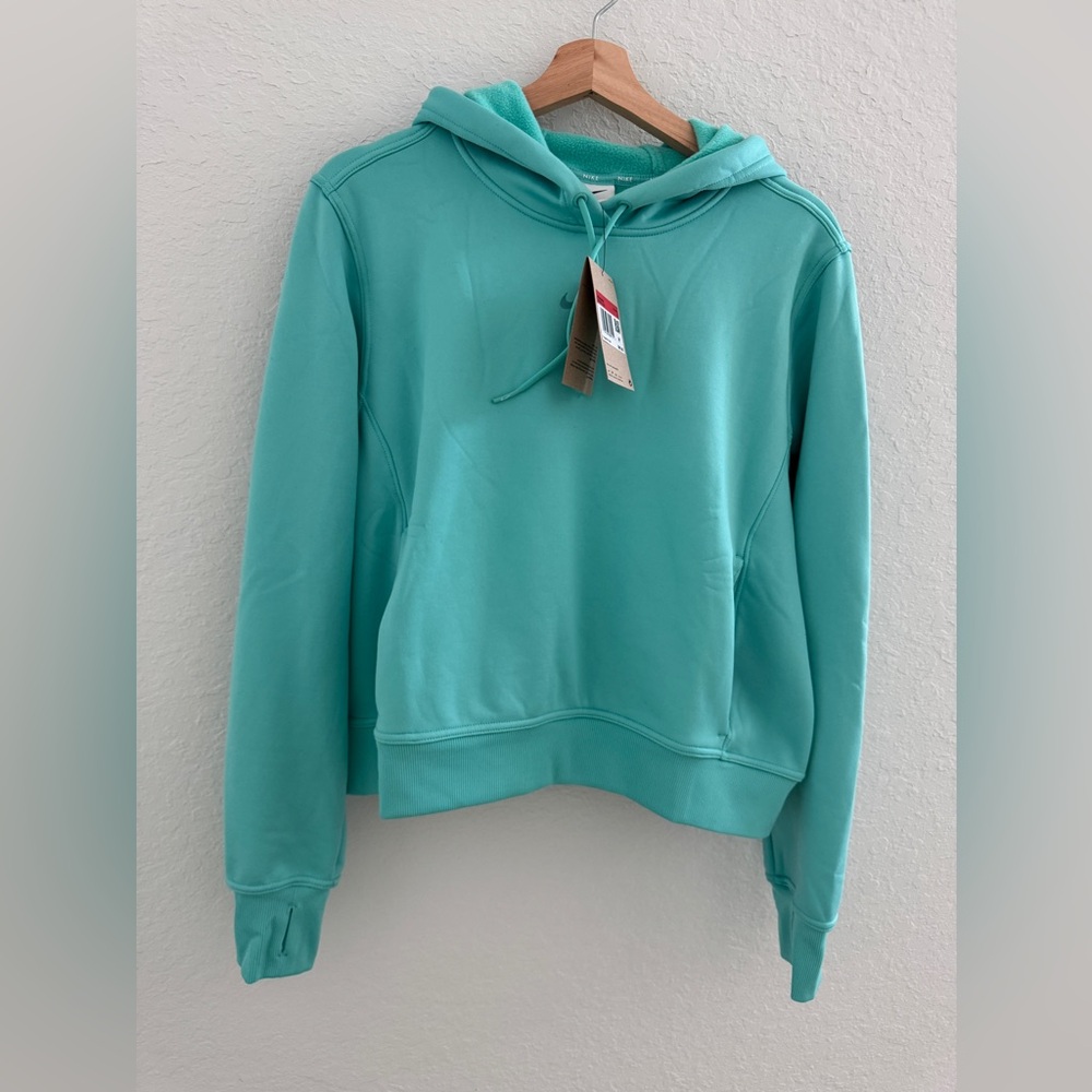 NWT Nike therma fit hoodie Sz L in turquoise blue